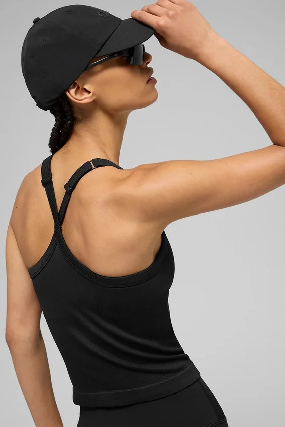 Seamless Ribbed Favorite Full Length Bra Tank - Black