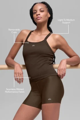 Seamless Ribbed Favorite Full Length Bra Tank – Espresso