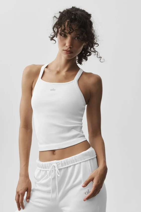 Seamless Ribbed Favorite Bra Tank - White