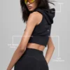 Seamless Two Tone Rib Hooded Vest - Black