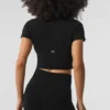 Seamless Winter Warm Plush Cropped Short Sleeve - Black