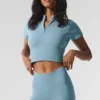 Seamless Winter Warm Plush Cropped Short Sleeve - Celestial Blue