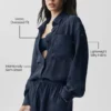 Semi-Sheer Golden Hour Button Down Long Sleeve - Navy