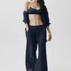 Semi-Sheer Golden Hour High-Waist Straight Leg Pant - Navy