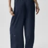 Semi-Sheer Golden Hour High-Waist Straight Leg Pant - Navy