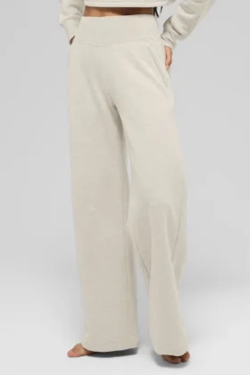 Serenity Wide Leg Sweatpant – Oatmeal Heather