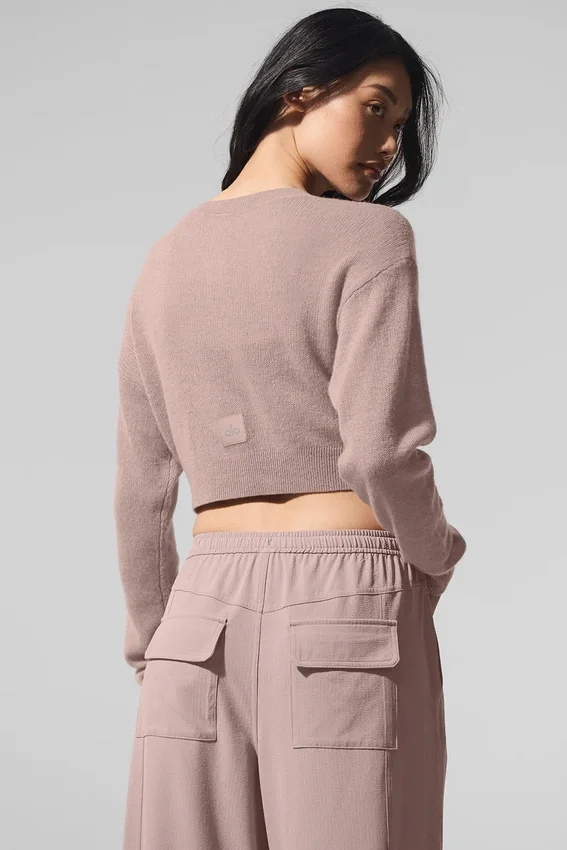 Sheer Cashmere Cropped Cardigan - Taupe