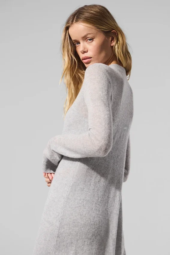 Sheer Cashmere Long Cardigan - Athletic Heather Grey