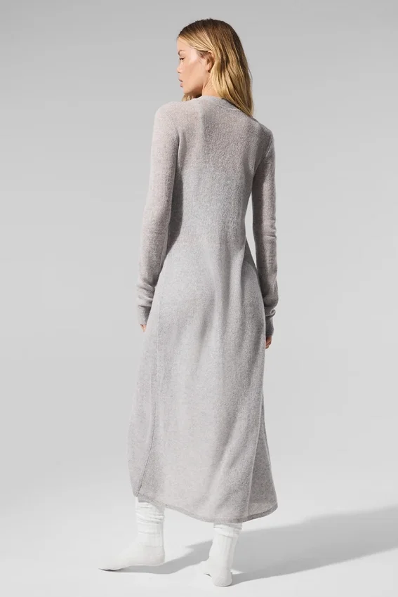 Sheer Cashmere Long Cardigan - Athletic Heather Grey