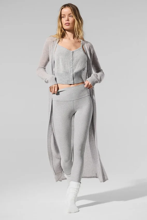 Sheer Cashmere Long Cardigan - Athletic Heather Grey
