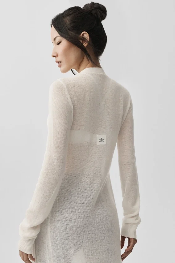 Sheer Cashmere Long Cardigan - Ivory