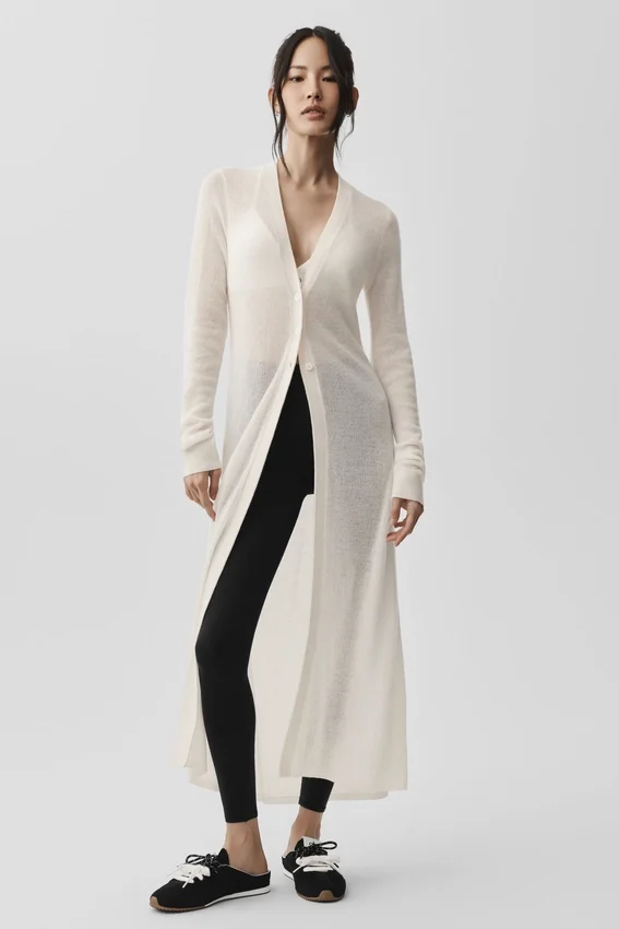 Sheer Cashmere Long Cardigan - Ivory