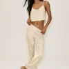 Silk Blend High-Waist Radiance Pant - Sandy Beige
