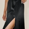 Silk Blend Low-Rise Radiance Long Skirt - Black
