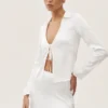 Silk Blend Radiance Long Sleeve Top - White