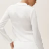 Silk Blend Radiance Long Sleeve Top - White