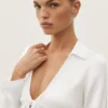 Silk Blend Radiance Long Sleeve Top - White