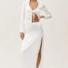 Silk Blend Radiance Long Sleeve Top - White