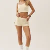 Silk Cashmere Cropped Heat Wave Tank - Sandy Beige