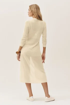 Silk Cashmere Heatwave Long Cardigan – Sandy Beige