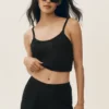Silk Cashmere Cropped Heat Wave Tank - Black