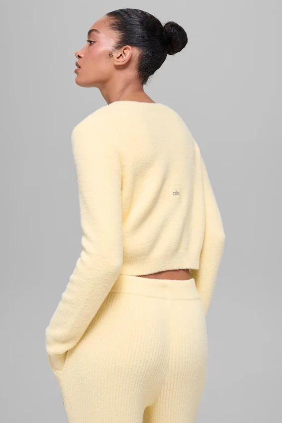 Snuggle up Sweater Cropped Cardigan - Candlelight Yellow
