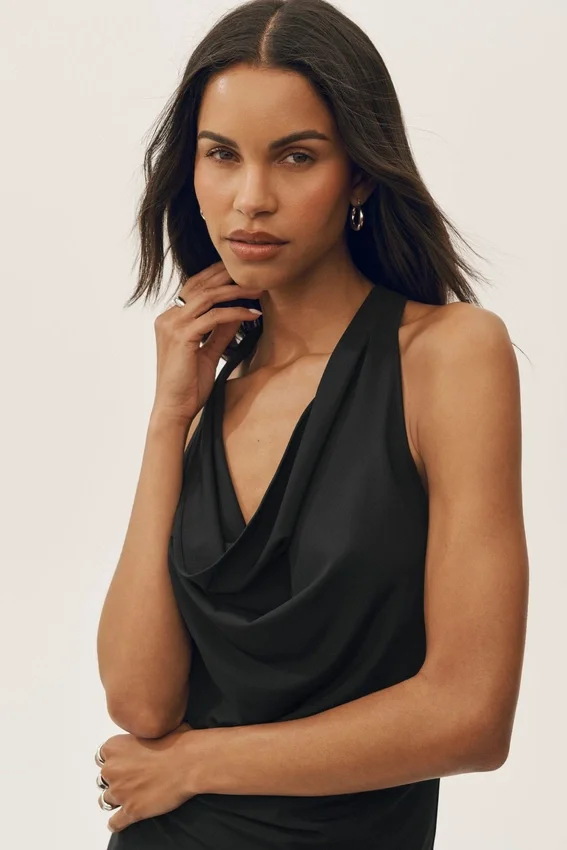 Summer Soiree Halter Mini Dress - Black