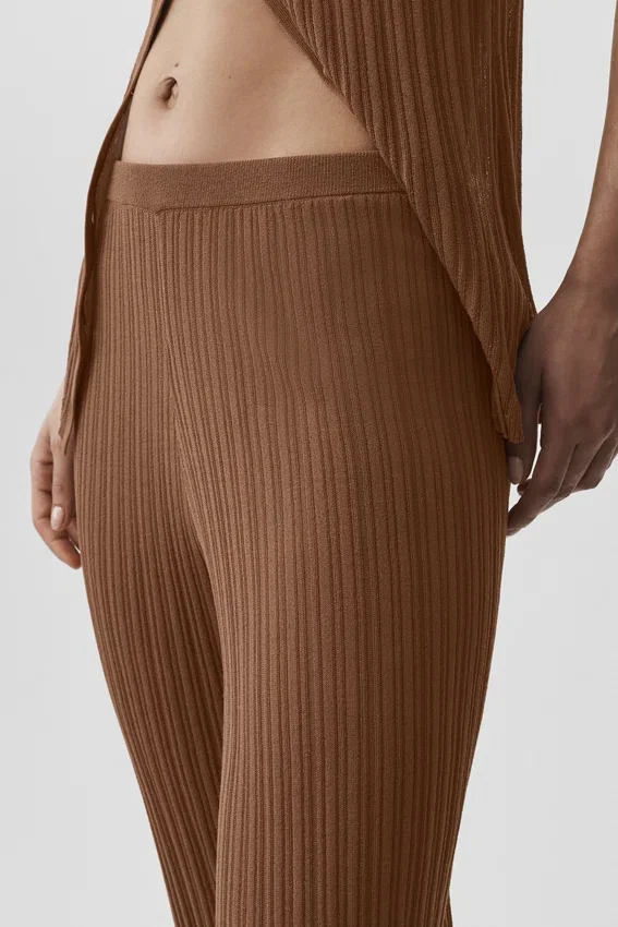 Sweater High-Waist Sunlit Straight Leg Pant - Sun Kissed Brown