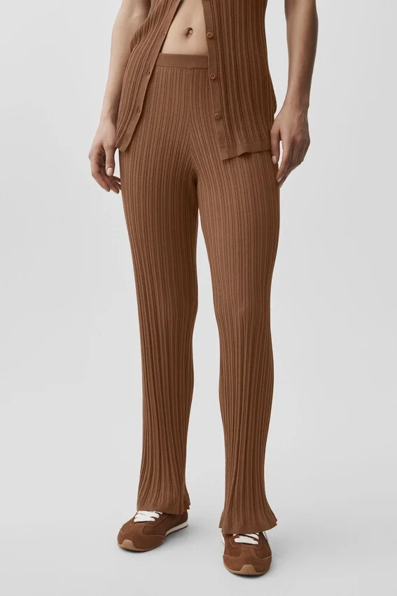 Sweater High-Waist Sunlit Straight Leg Pant - Sun Kissed Brown