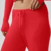 Sweater Knit Mid-Rise Unwind Wide Leg Pant - Bright Red