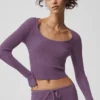 Sweater Knit Unwind Long Sleeve - Plum Kiss