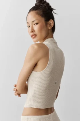 Sweater Knit Unwind Sleeveless Top – Oatmeal Heather
