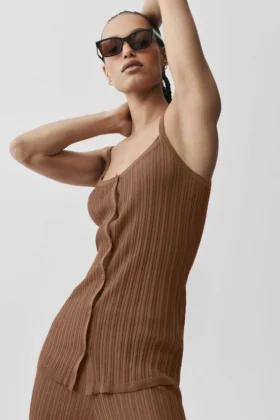 Sweater Sunlit Button Down Tank – Sun Kissed Brown