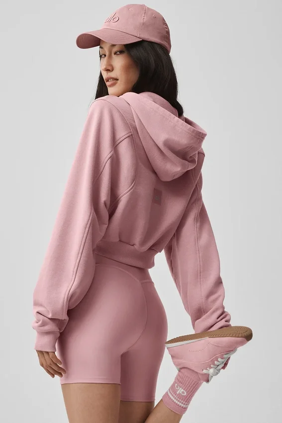 Sweet Escape Zip up Hoodie - Vintage Pink