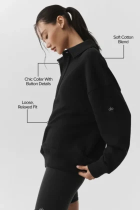 Take It Easy Long Sleeve Henley Pullover – Black