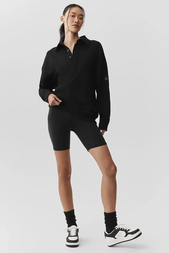 Take It Easy Long Sleeve Henley Pullover - Black