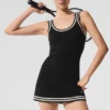 Tennis Club Sweater Knit Dress - Black/Ivory