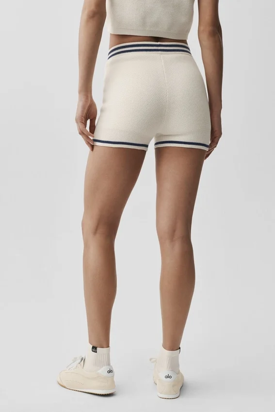 Tennis Club Sweater Knit Hot Short - Ivory/Navy
