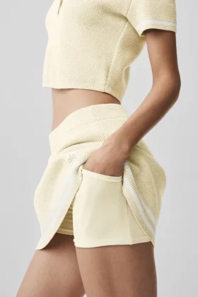 Tennis Club Sweater Knit Skirt – Oatmeal/White