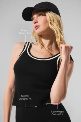 Tennis Club Sweater Knit Tank – Black/Ivory