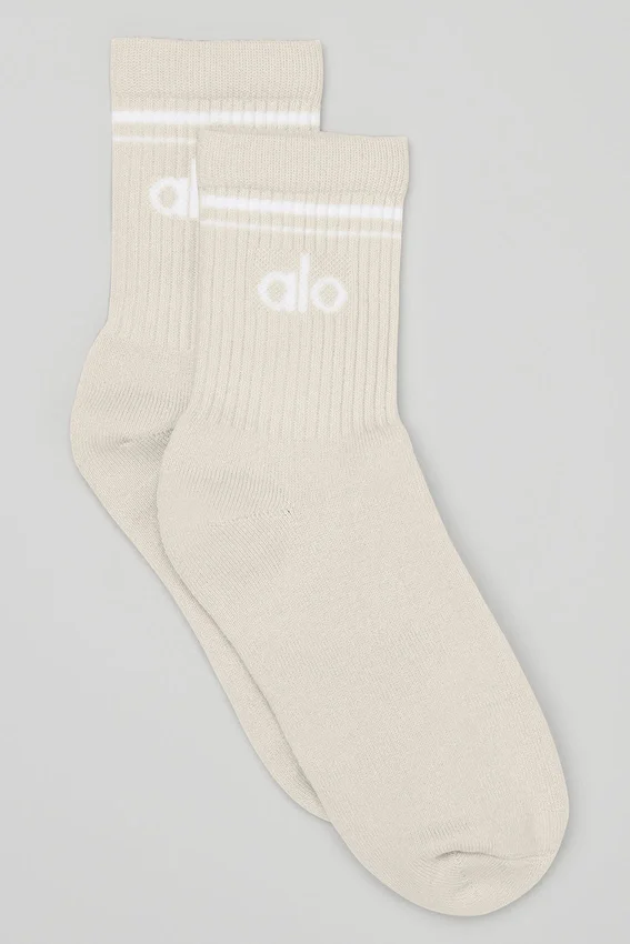 Unisex Half-Crew Throwback Sock - Bone/White