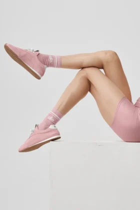Unisex Half-Crew Throwback Sock – Vintage Pink/White