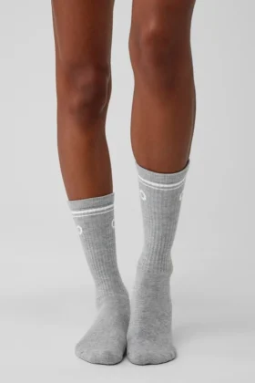 Unisex Throwback Sock – Athletic Heather Grey/White