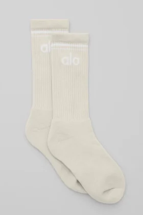 Unisex Throwback Sock - Bone/White