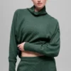Waffle Weekend Escape Mock Neck Long Sleeve - Clover Green
