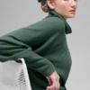 Waffle Weekend Escape Mock Neck Long Sleeve - Clover Green