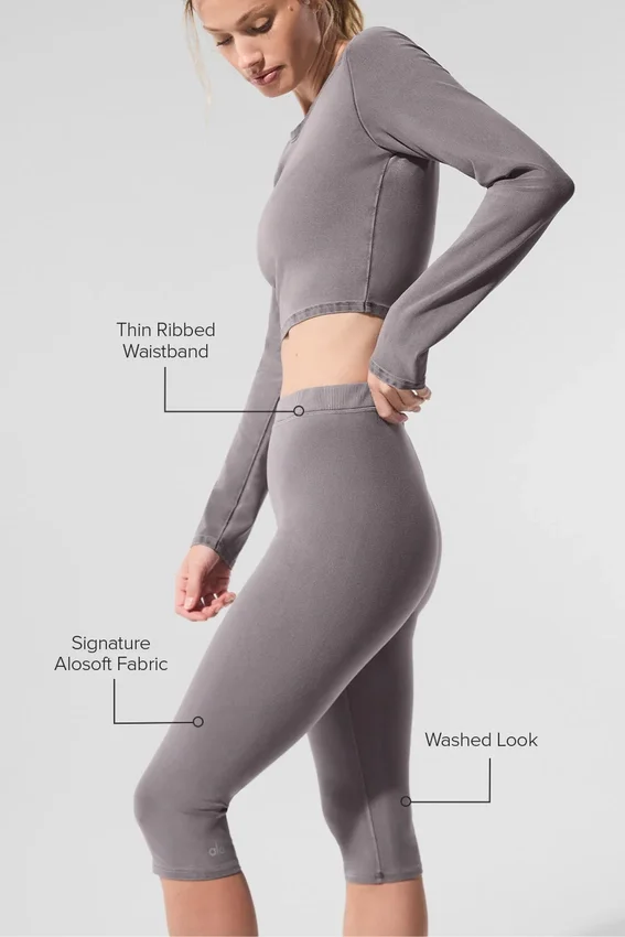Washed Alosoft High-Waist Iconic 90'S Capri - Cool Grey Wash