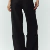 Wool Blend Nightcap Wide Leg Pant - Black