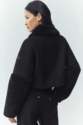 Wool Blend Nightfall Bomber – Black