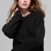 Wool Cashmere Cropped New Class Crewneck Sweater - Black